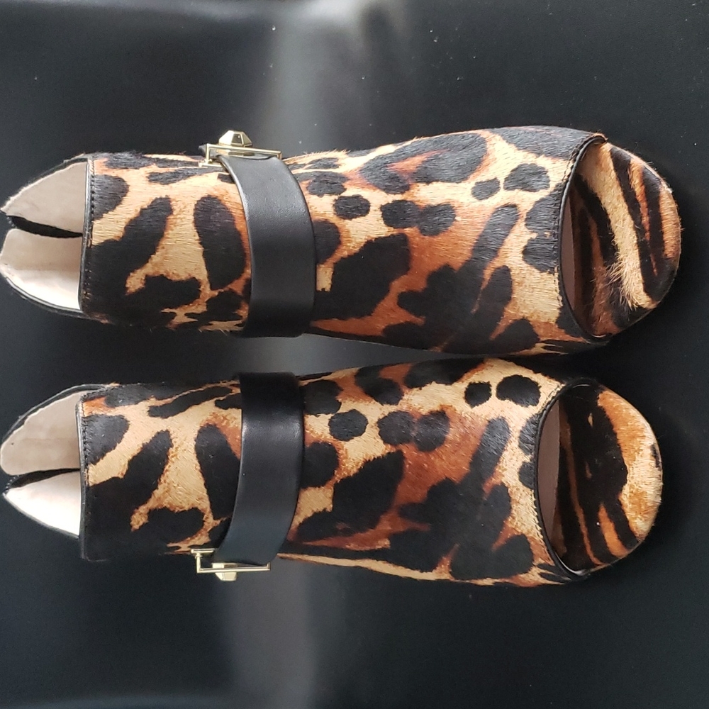 Louise Et Cie Womens Lander Peep Toe Heel Shoes Leopard Print Size 10M US